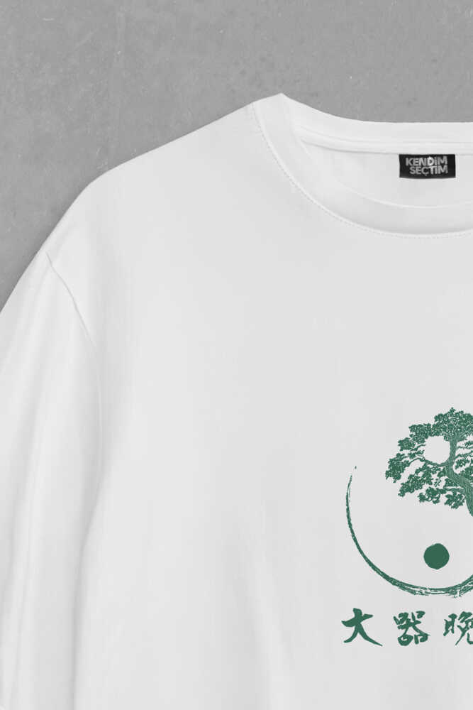 Great Talent Matures Late Japanese Japonca Yazı Baskılı Oversize Beyaz T-shirt - 5