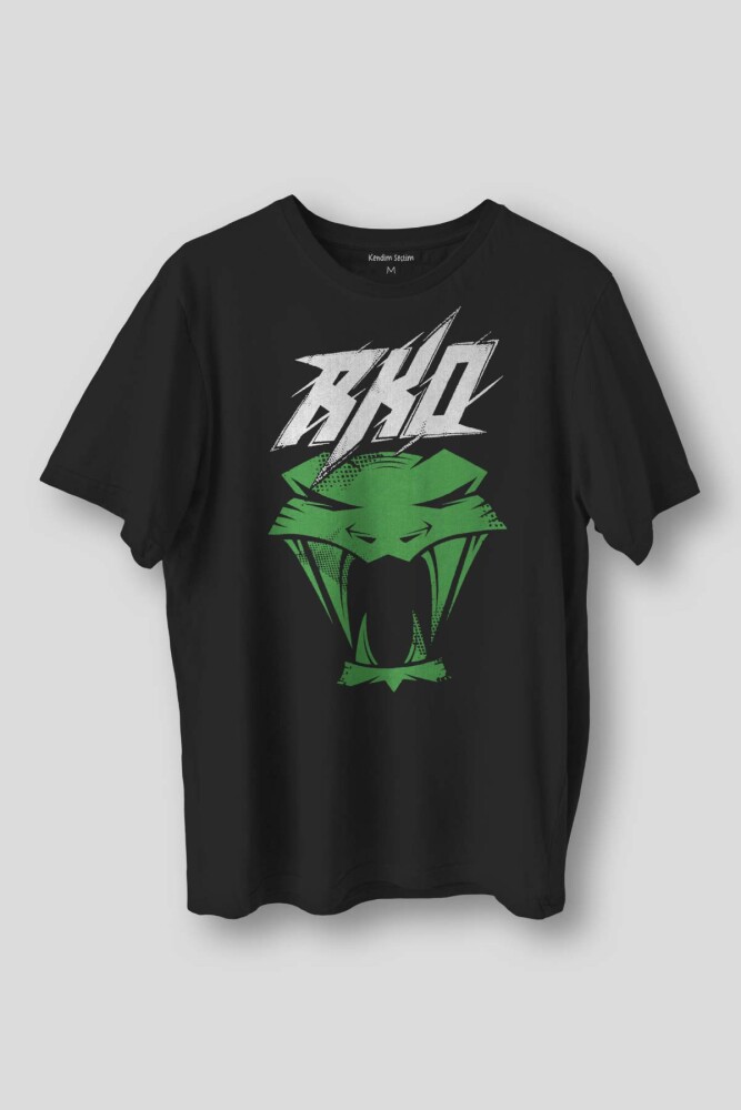 Green Viper Venom Randy Orton Yılan Wwe RKO Gym Spor Fight Güreş Baskılı Siyah Tişört - 1
