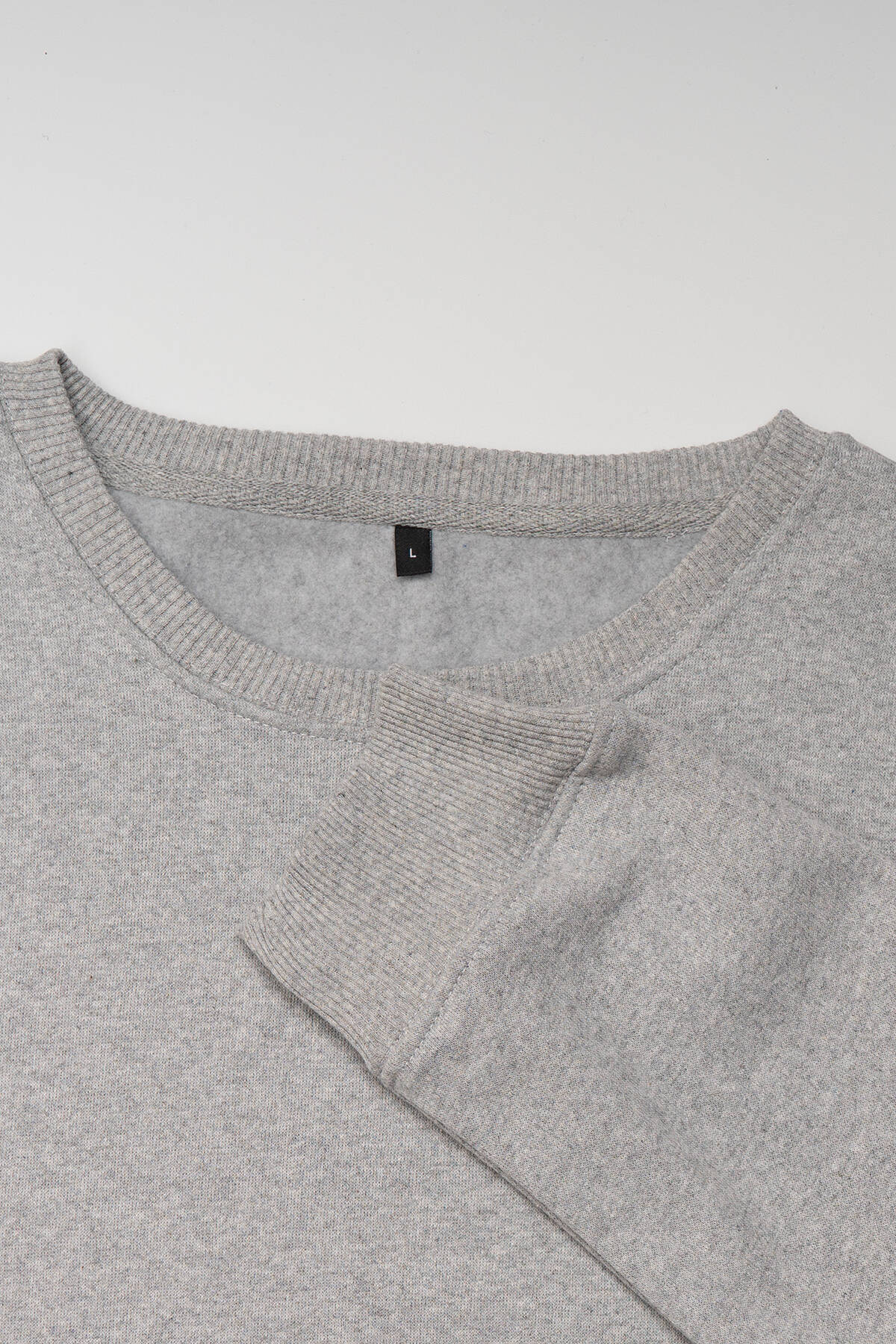 Gri Renk Bisiklet Yaka Sweatshirt New York Yazı Baskılı Sweet - 2