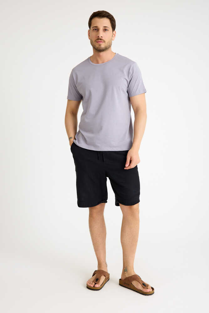 Gri Tişört Basic Erkek Regular Loose Fit Pamuklu T-shirt Kısa Kollu