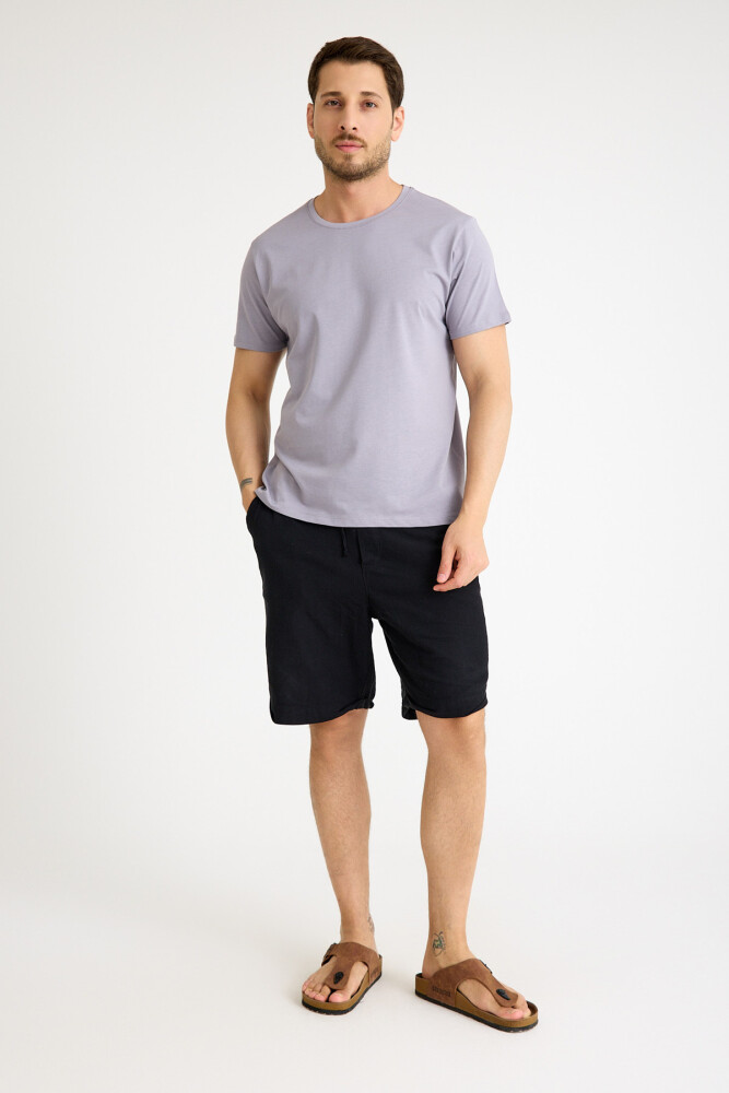 Gri Tişört Basic Erkek Regular Loose Fit Pamuklu T-shirt Kısa Kollu - 1