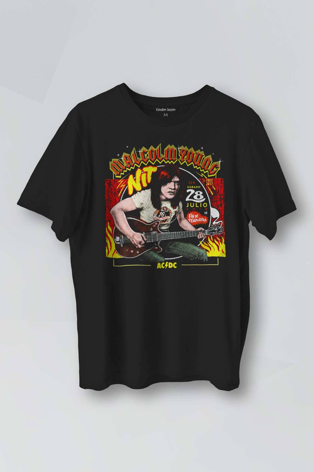 Guitar Malcolm Young AC/DC Gitar Hard Rock Music Baskılı Unisex Tişört