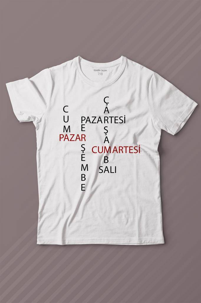 Günler Minimal Yazılı Baskılı Tişört Çocuk T-shirt