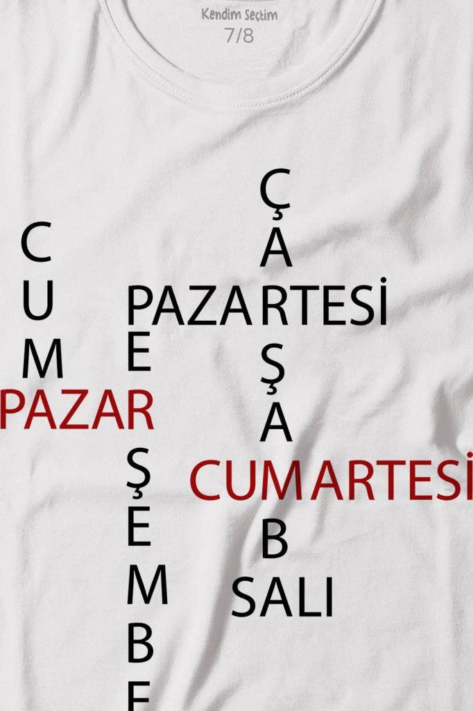 Günler Minimal Yazılı Baskılı Tişört Çocuk T-shirt (1)