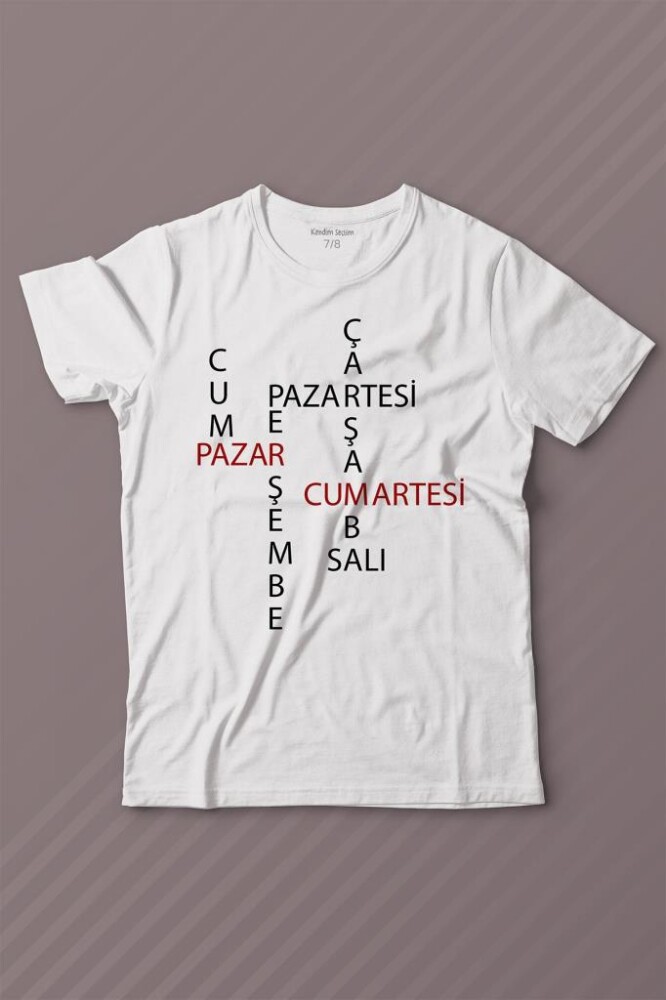 Günler Minimal Yazılı Baskılı Tişört Çocuk T-shirt - KENDİM SEÇTİM