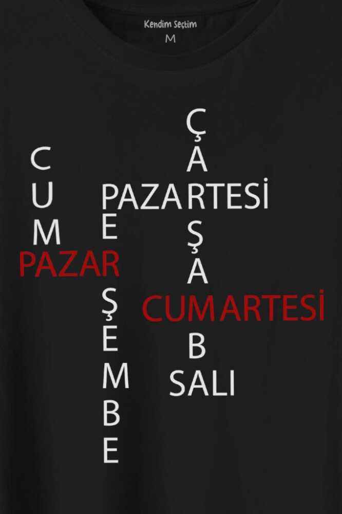 Günler Minimal Yazılı Baskılı Tişört Unisex T-Shirt - 2