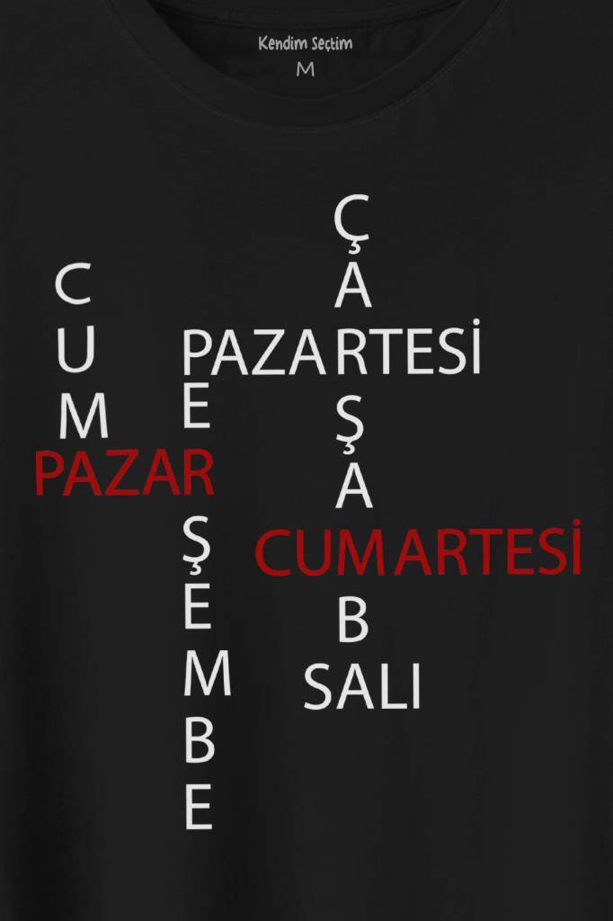 Günler Minimal Yazılı Baskılı Tişört Unisex T-Shirt (1)