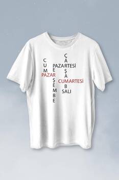Günler Minimal Yazılı Baskılı Tişört Unisex T-shirt - 1