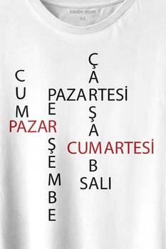 Günler Minimal Yazılı Baskılı Tişört Unisex T-shirt - 2