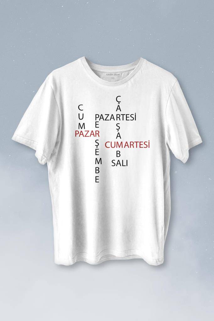 Günler Minimal Yazılı Baskılı Tişört Unisex T-shirt - 1