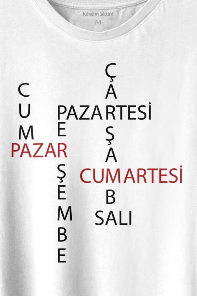 Günler Minimal Yazılı Baskılı Tişört Unisex T-shirt - 2