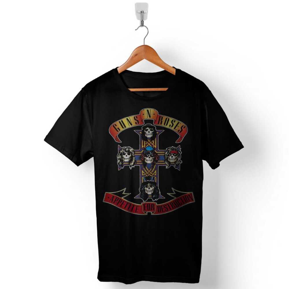 Guns N And Roses Gun Gül Ve Kan Silah Baskılı Tişört Unisex T-Shirt