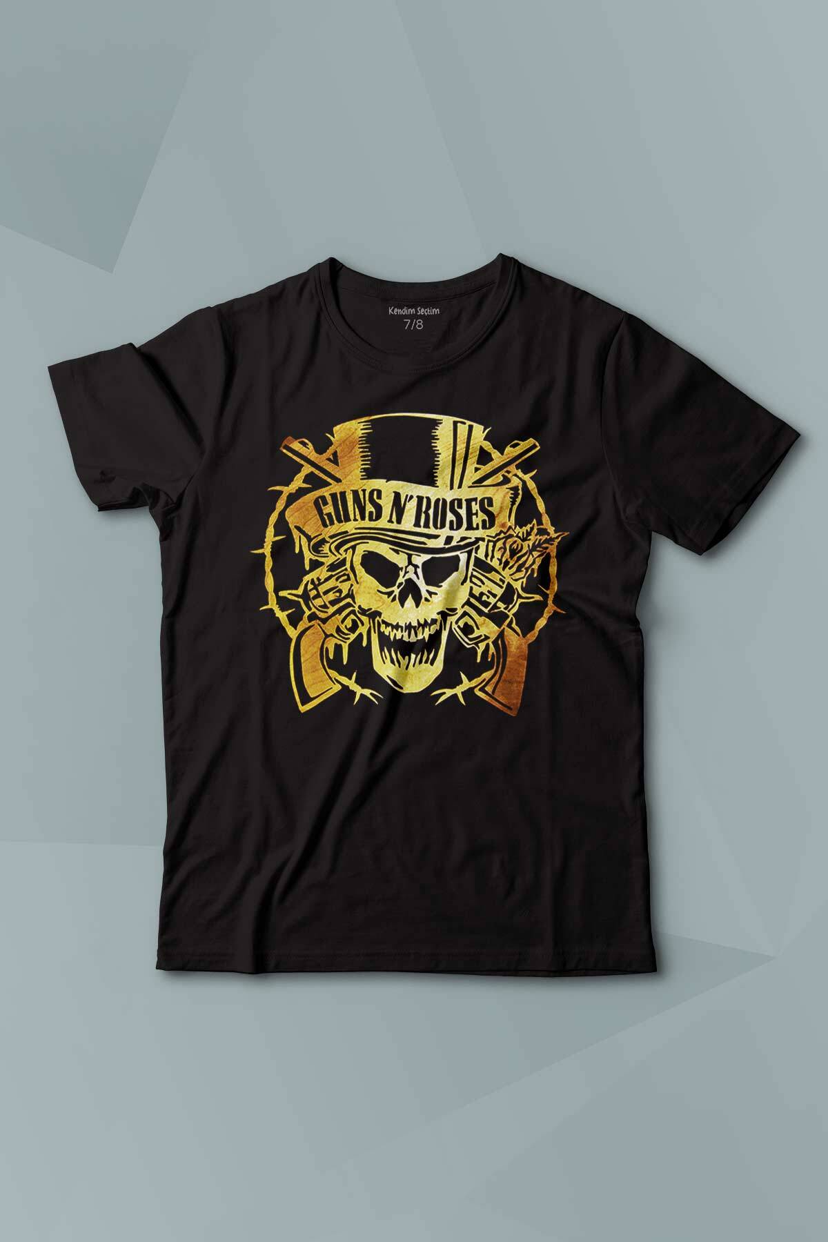 Guns N Roses And Rock Music Baskılı Çocuk Tişört Kısa Kollu - 1