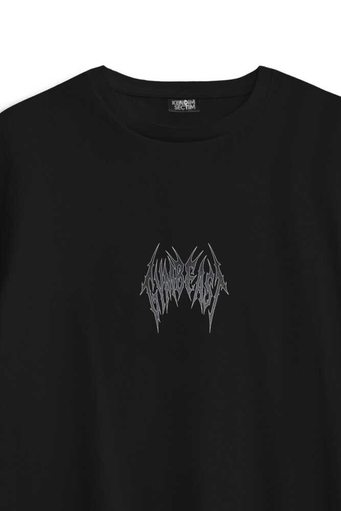 Gym Gothic Typo GymBeast Spor Fitness Beast Baskılı Oversize T-shirt Gotik Yazı Siyah Tişört - 3