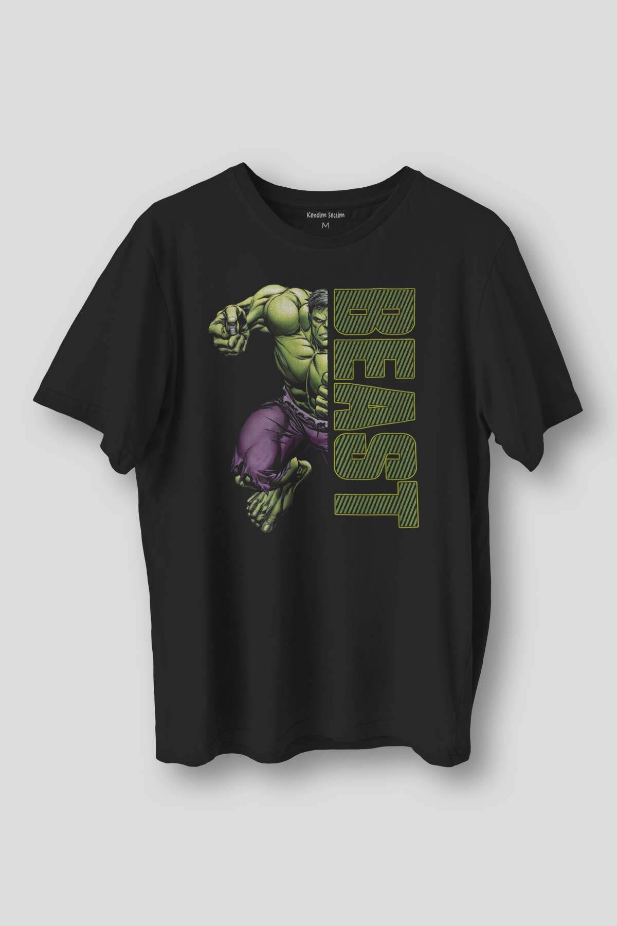 Gym The Beast Hulk Fitness Spor Baskılı Siyah Unisex T-shirt Kısa Kollu Erkek Tişört - 1