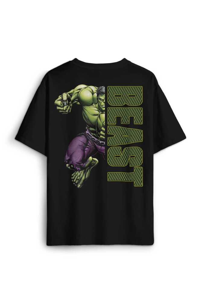 Gym The Beast Hulk Fitness Spor Kısa Kollu Baskılı Oversize T-shirt Siyah Unisex Tişört