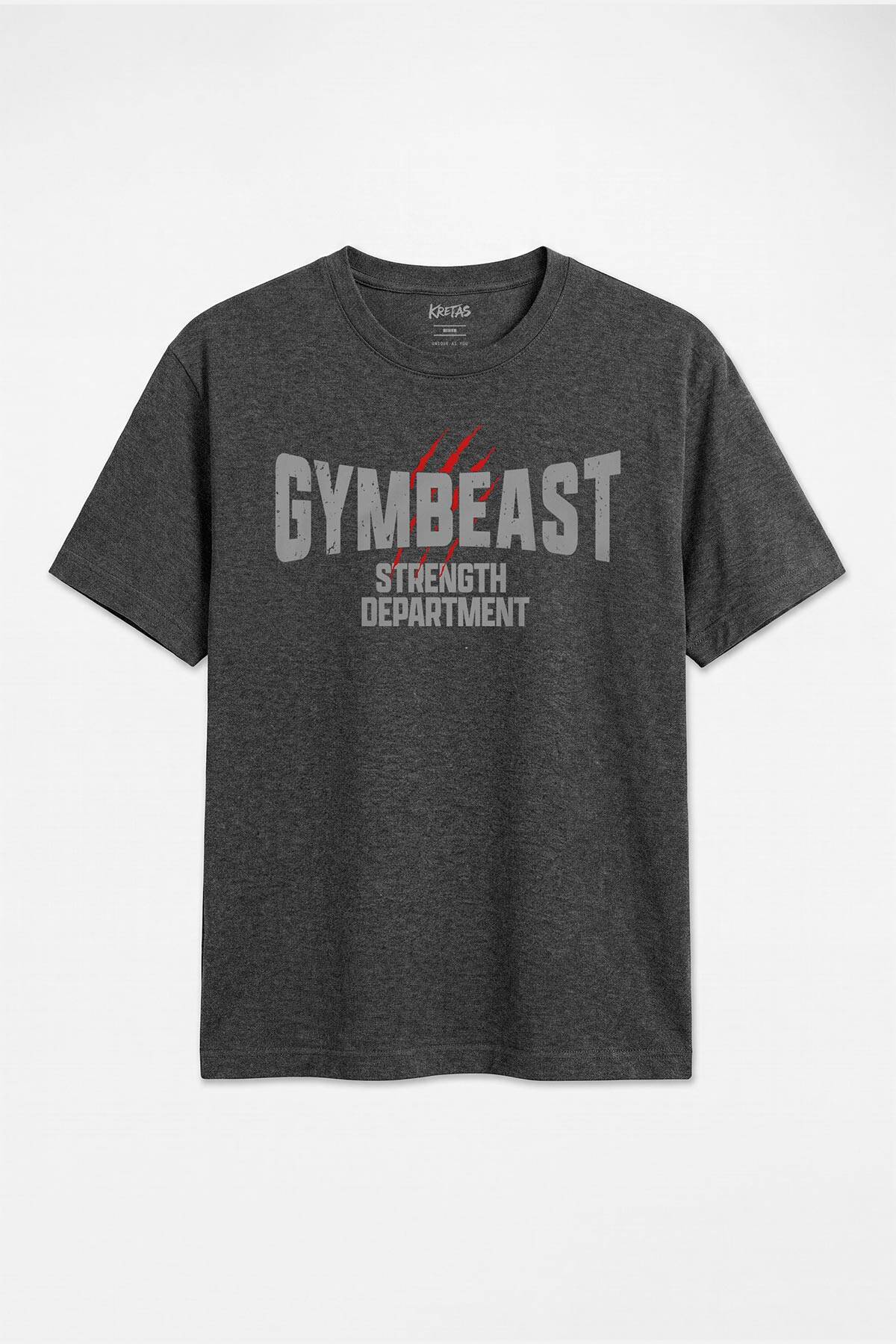Gymbeast Strength Department Fitness Gym Spor Unisex Regular Antrasit Melanj Tişört