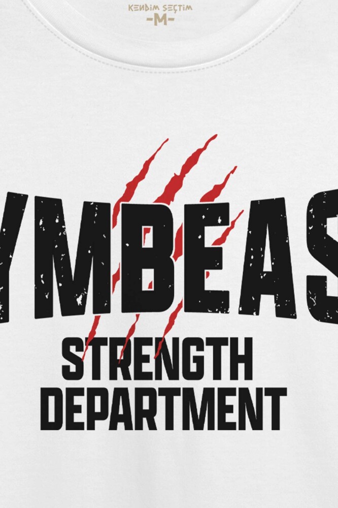 Gymbeast Strength Department Fitness Spor Gym Baskılı Beyaz Regular Fit T-shirt (1)