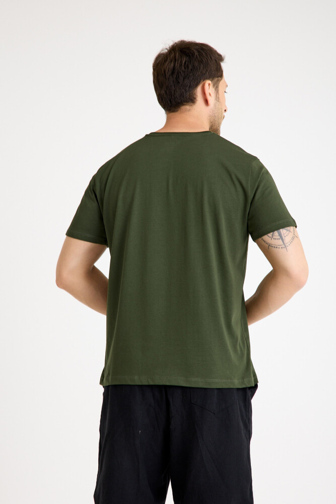 Haki Tişört Basic Erkek Regular Loose Fit Pamuklu T-shirt Kısa Kollu - 6