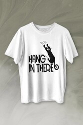 Han In There Tırmalayan Kedi Asla Pes Etme Baskılı Tişört Unisex T-shirt - 1