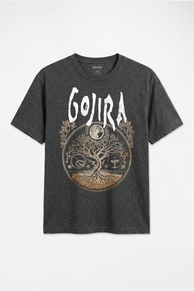 Hayat Ağacı Gojira Joe Duplantier Metal Müzik Rock Unisex Regular Fit Antrasit Melanj Tişört