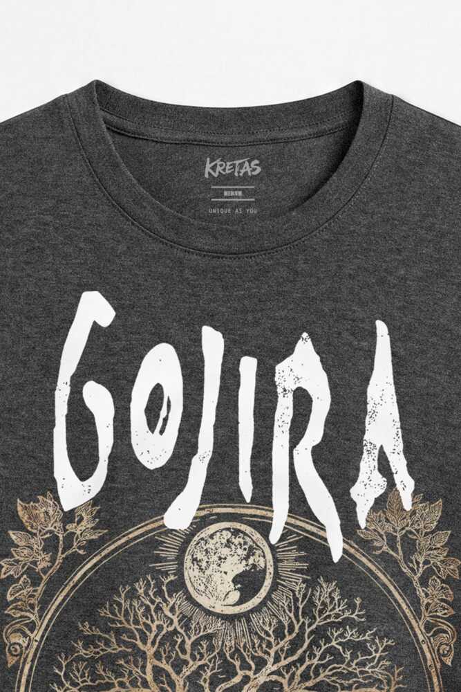 Hayat Ağacı Gojira Joe Duplantier Metal Müzik Rock Unisex Regular Fit Antrasit Melanj Tişört (1)