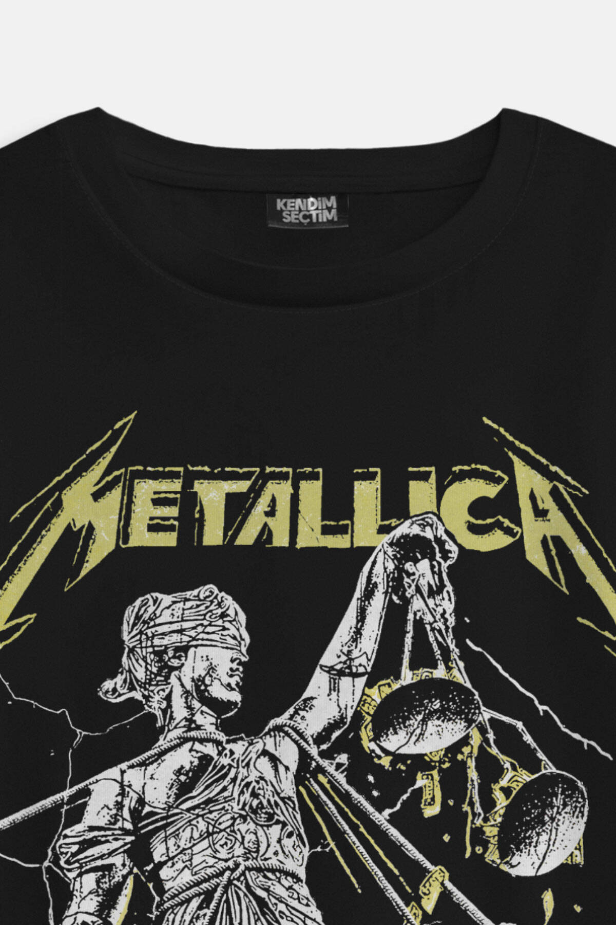 Heavy Metal Music Metallica And Justice for All Vintage Siyah Oversize Ön ve Sırt Baskılı Tişört - 3