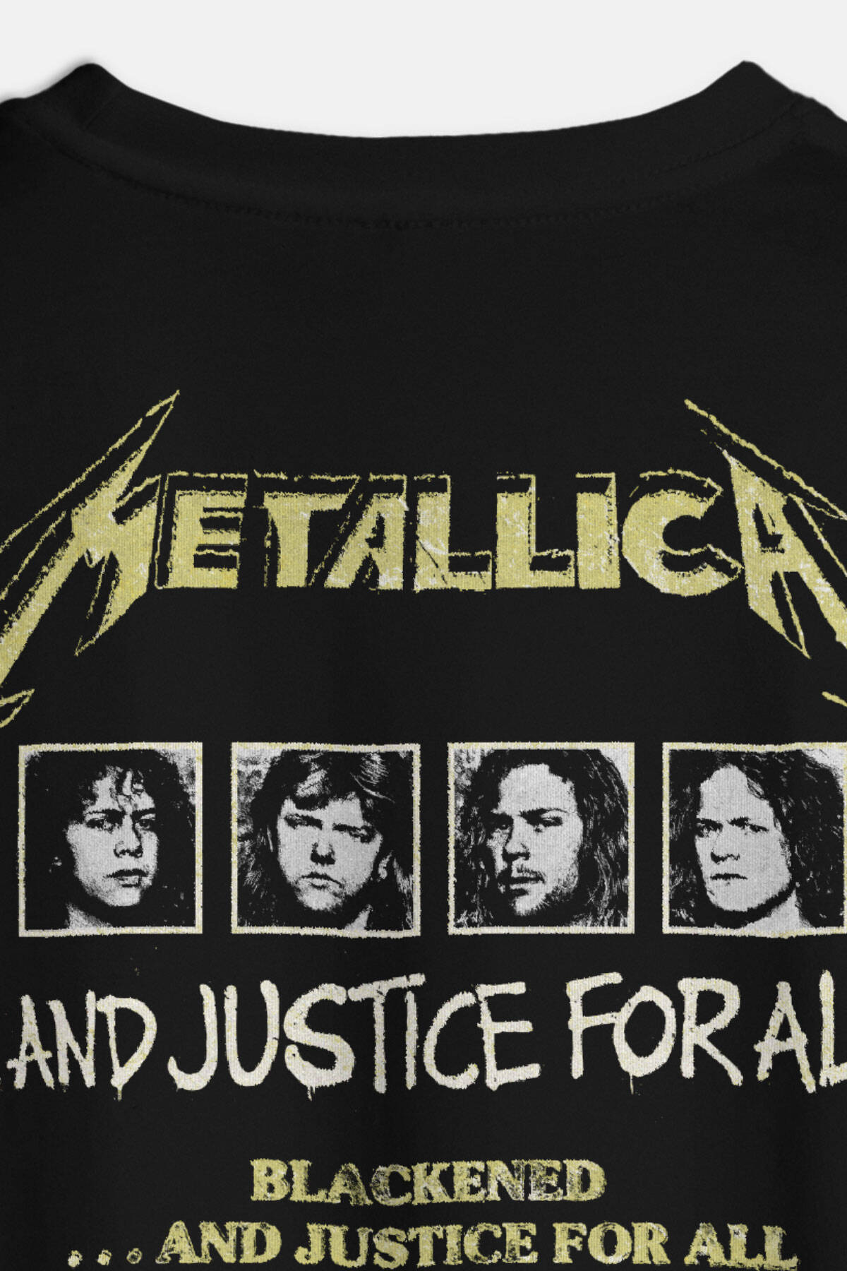 Heavy Metal Music Metallica And Justice for All Vintage Siyah Oversize Ön ve Sırt Baskılı Tişört - 4
