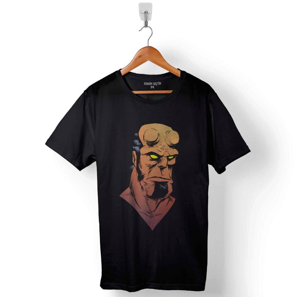 Hellboy Head Ron Perlman Doug Jones Baskılı Tişört Unisex T-Shirt - 1
