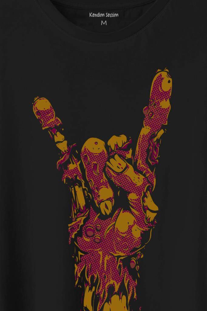 Hey There! Rock Hand Rockstar Urban Baskılı Tişört Unisex T-Shirt - 2