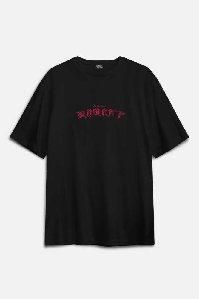 Hip Hop At The Last Moment Trapstar Gotik Gothic Trap Baskılı Oversize Tişört Siyah Unisex T-shirt (1)