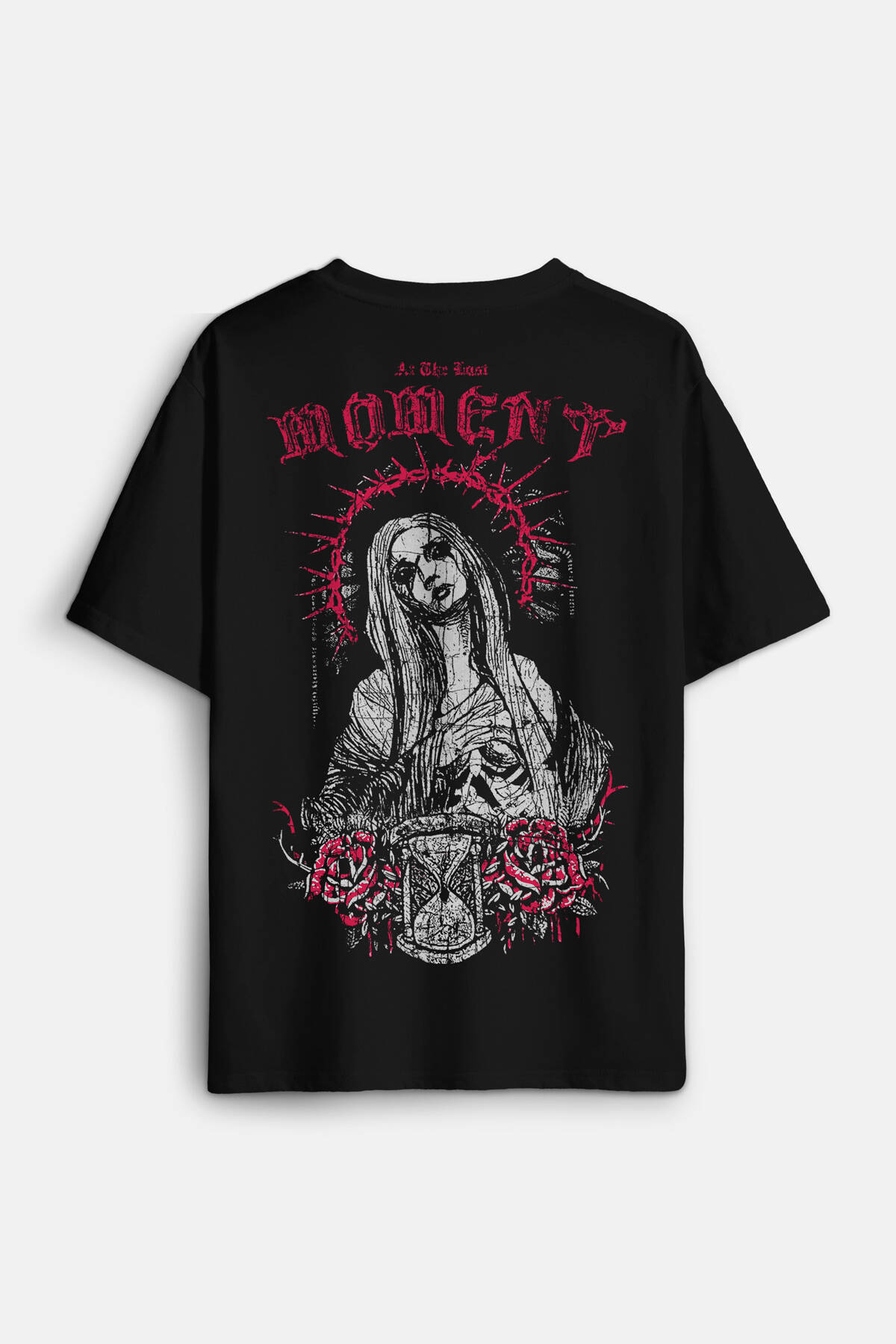 Hip Hop At The Last Moment Trapstar Gotik Gothic Trap Baskılı Oversize Tişört Siyah Unisex T-shirt