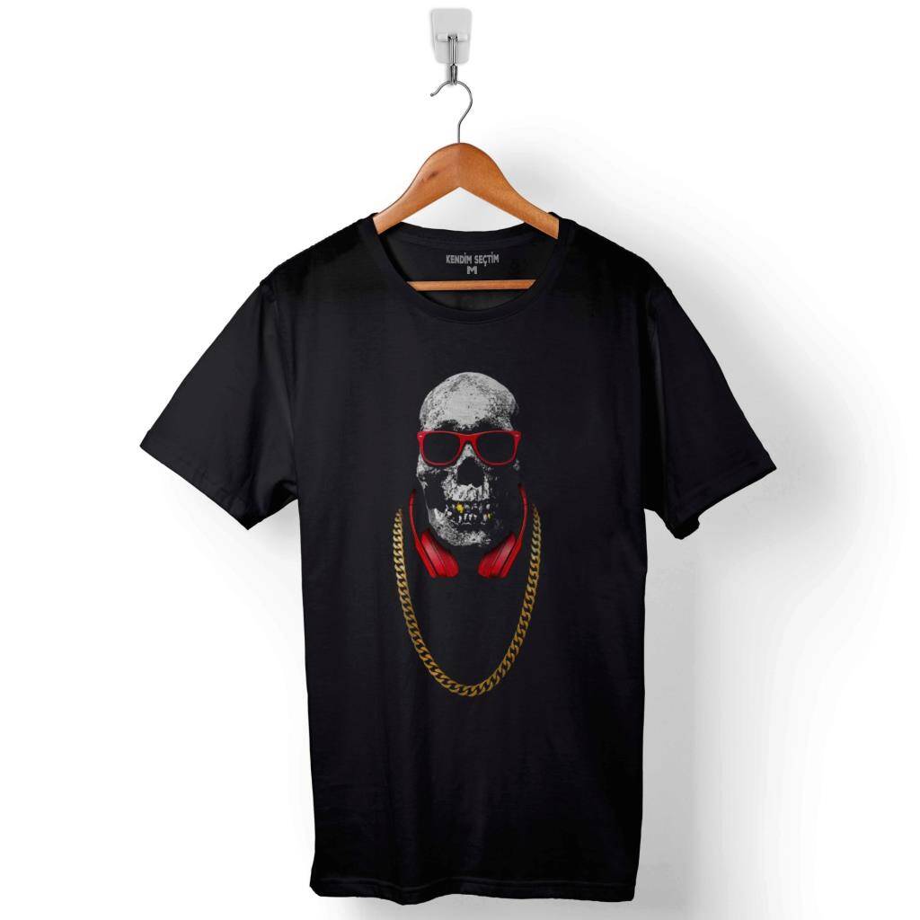 Hip Hop Dance Pırate Skull Kuru Kafa Baskılı Tişört Unisex T-Shirt - 1