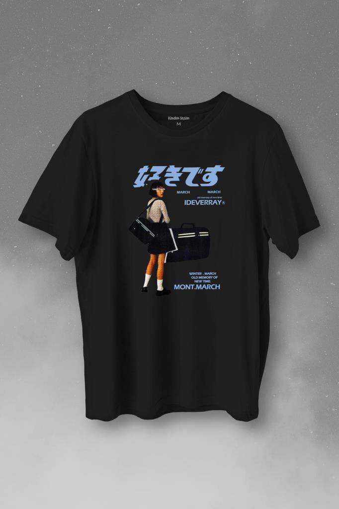 Hip Hop Harajuku Kanji Japon Kız Japan Girl Baskılı Tişört Unisex T-Shirt - 1