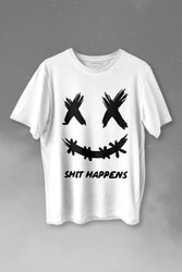 Hip Hop Marshmello Music Shit Happens Baskılı Tişört Unisex T-shirt - 1