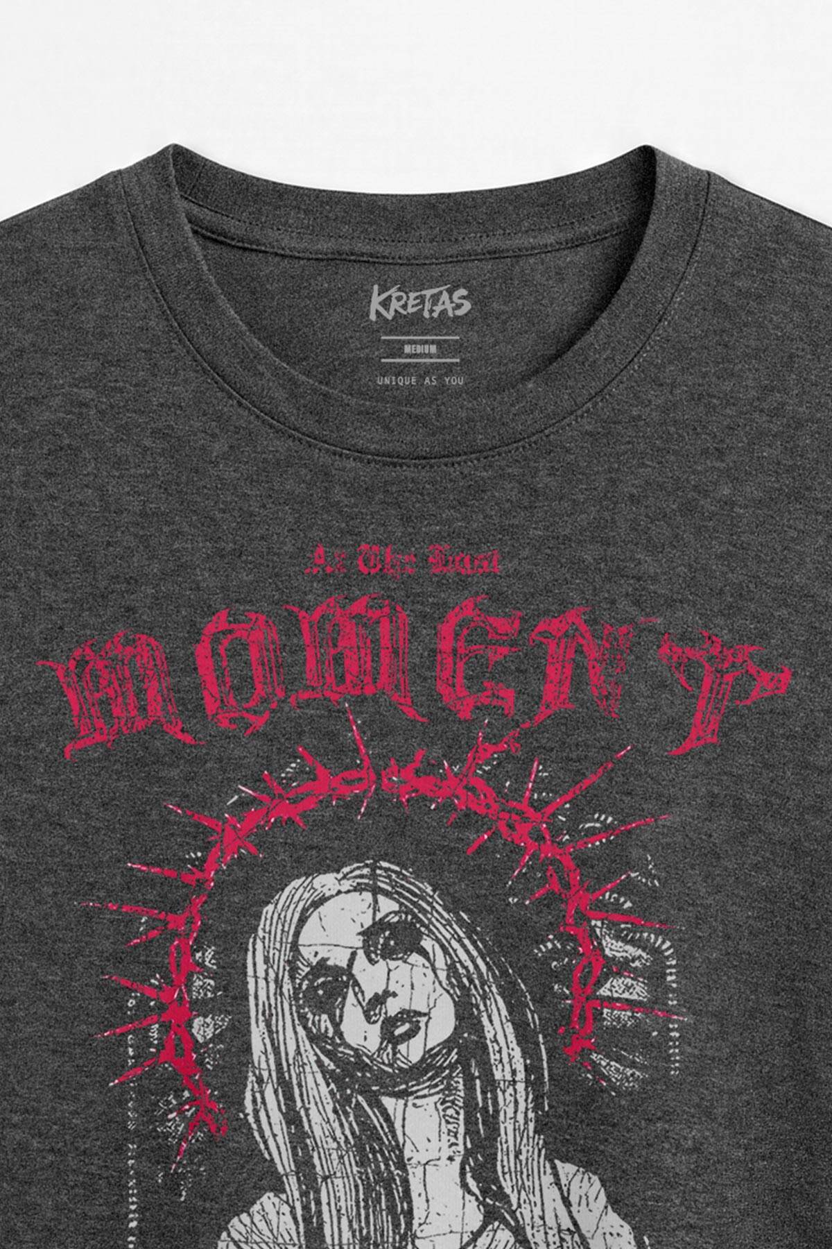 Hip Hop Trap At The Last Moment Gotik Gothic Antrasit Melanj Unisex Regular Tişört (1)