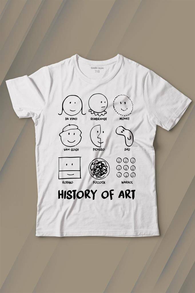 History Of Art Monet Dali Da Vinci Baskılı Tişört Çocuk T-shirt - 1