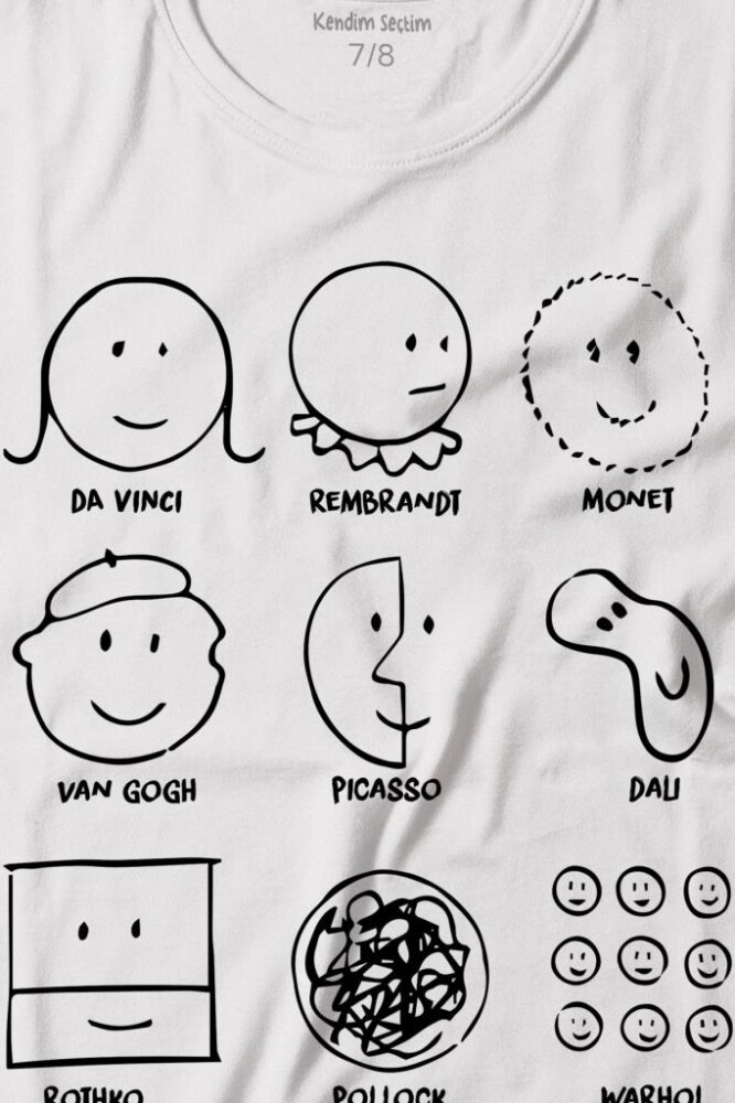History Of Art Monet Dali Da Vinci Baskılı Tişört Çocuk T-shirt - 2