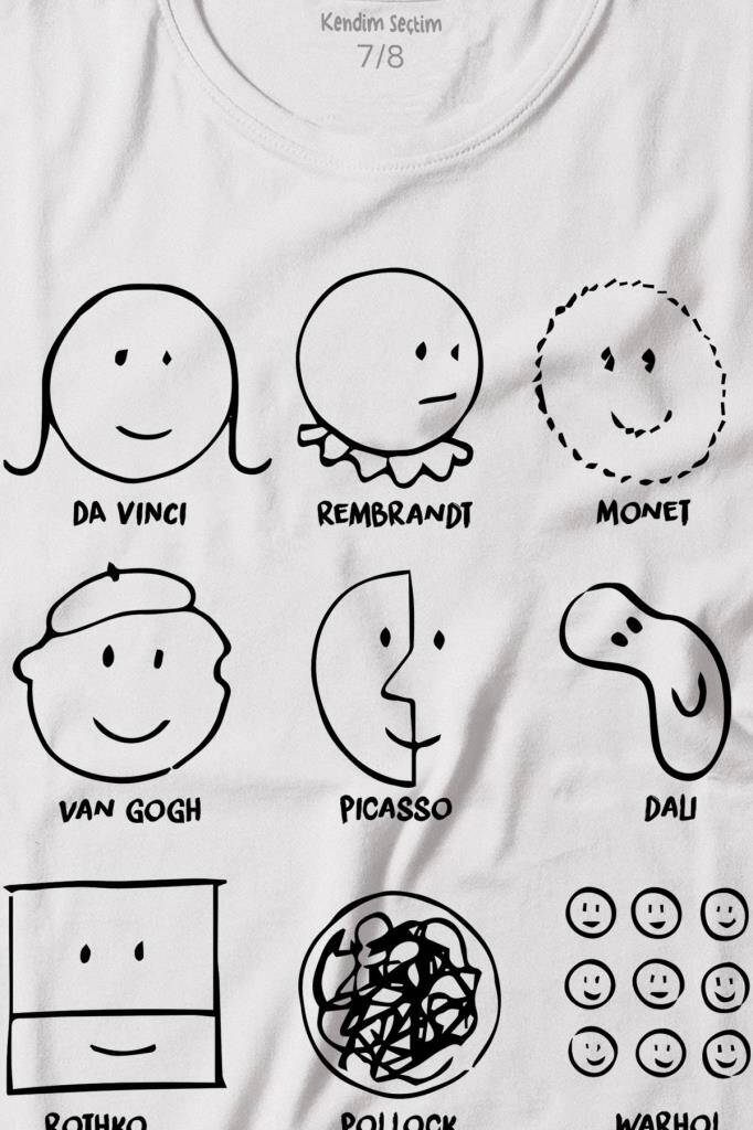 History Of Art Monet Dali Da Vinci Baskılı Tişört Çocuk T-shirt - 2