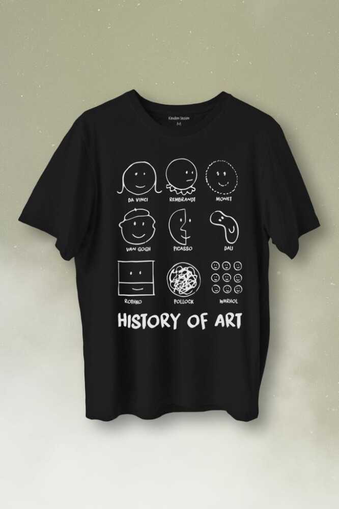 History Of Art Monet Dali Da Vinci Baskılı Tişört Unisex T-Shirt - 1
