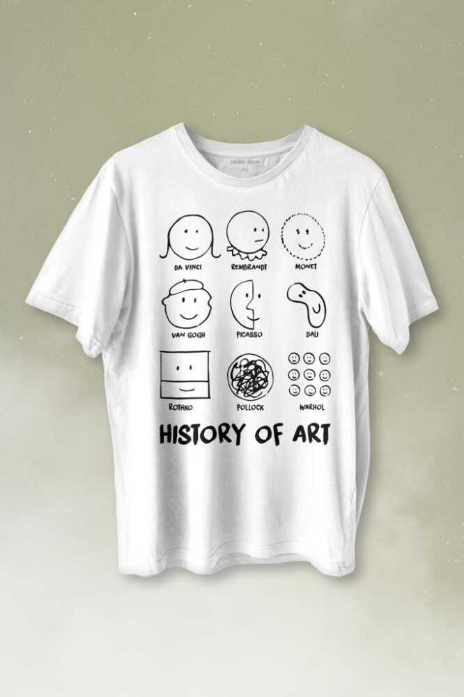 History Of Art Monet Dali Da Vinci Baskılı Tişört Unisex T-shirt - 1