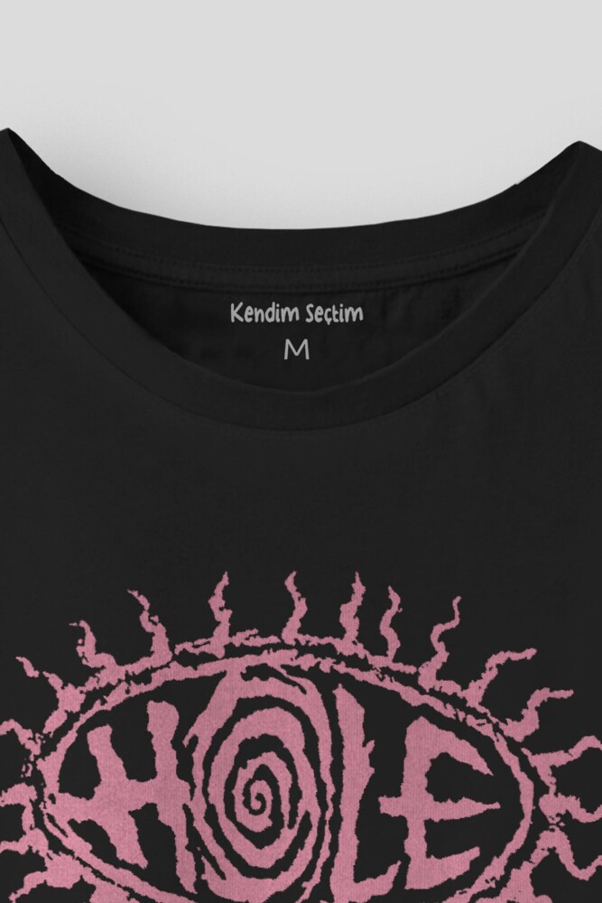 Hole Nirvana Kurt Cobain Tişört Grunge Rock Punk Baskılı Siyah Unisex T-shirt (1)