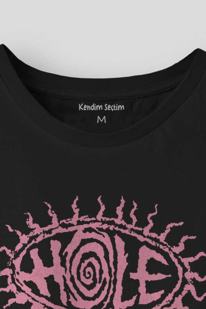 Hole Nirvana Kurt Cobain Tişört Grunge Rock Punk Baskılı Siyah Unisex T-shirt (1)