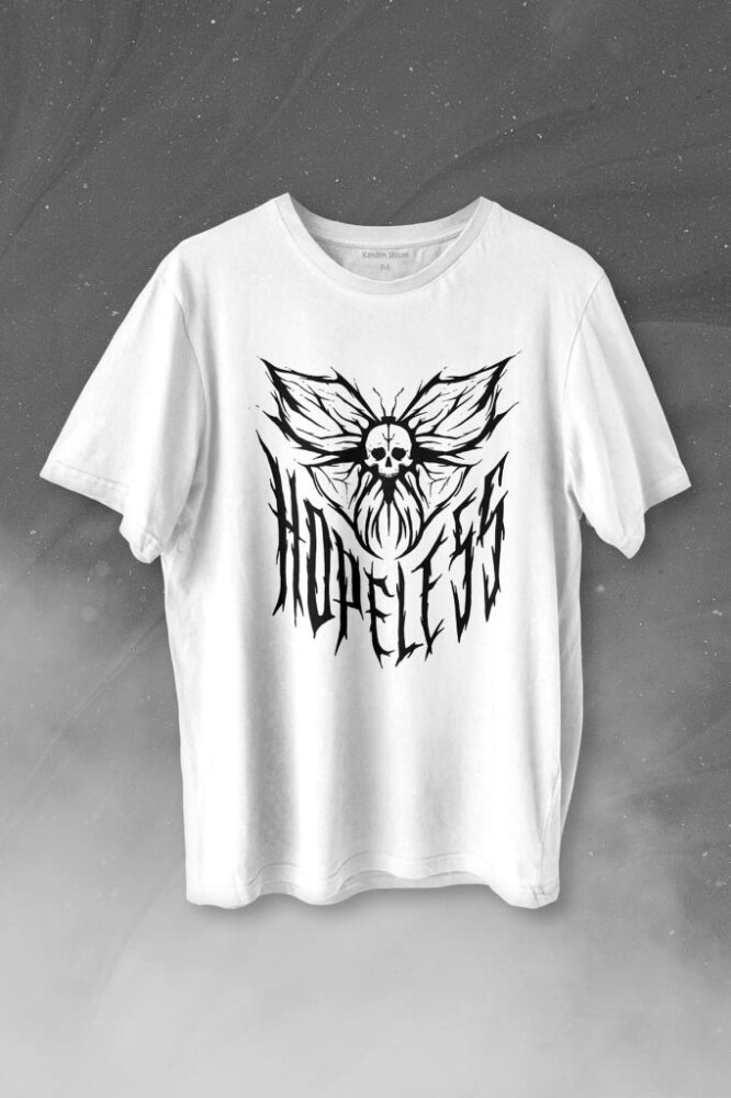 Hopeless Gothic Umutsuz Black Karanlık Baskılı Tişört Unisex T-shirt - KENDİM SEÇTİM