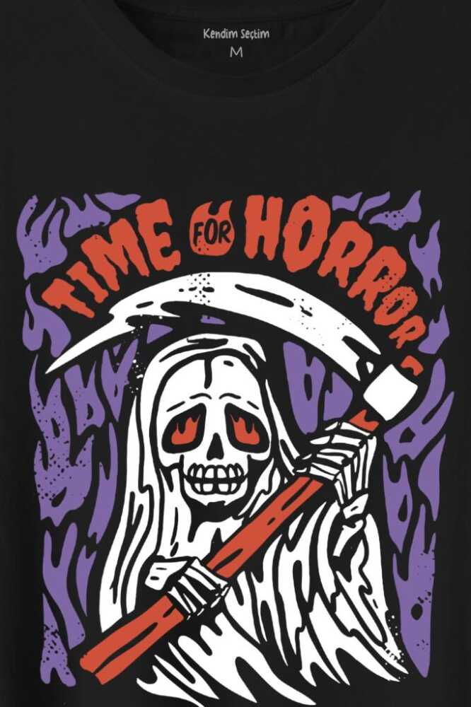 Horror Minimal Funny Kara Komik Korku Urban Baskılı Tişört Unisex T-Shirt - 2