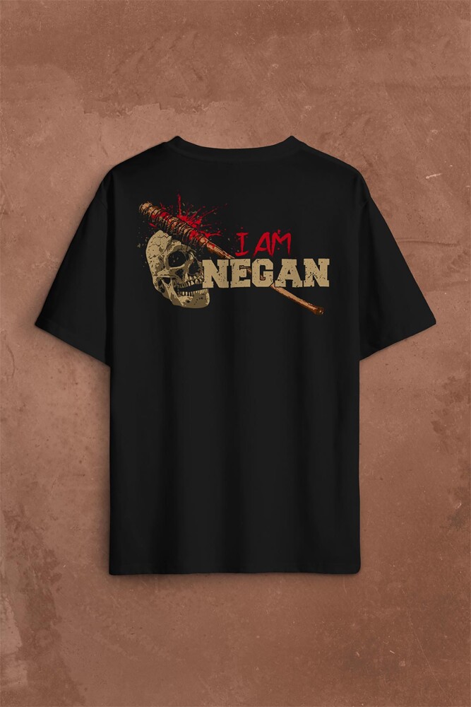 I Am Negan The Walking Dead Yürüyen Ölüler Sırt Ön Baskılı Oversize Tişört Unisex T-Shirt OVR12S1354 - 1
