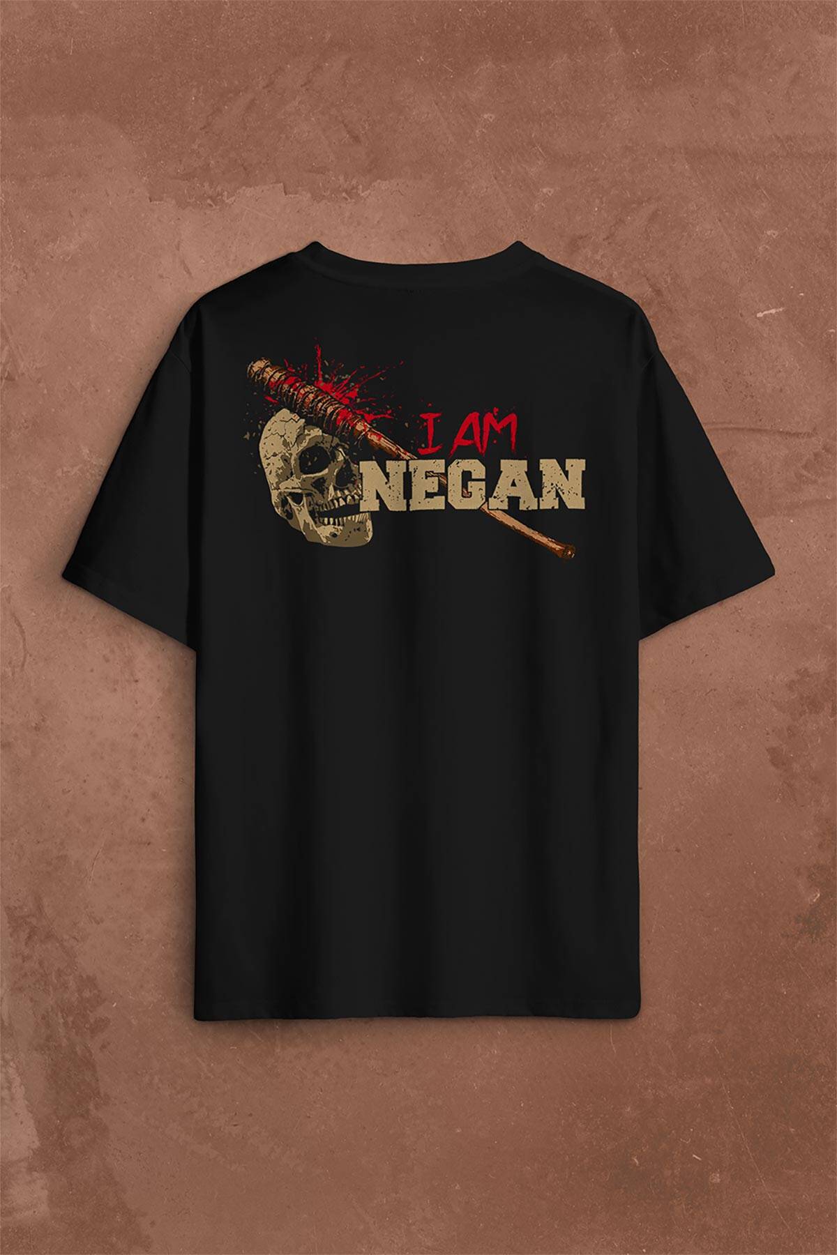 I Am Negan The Walking Dead Yürüyen Ölüler Sırt Ön Baskılı Oversize Tişört Unisex T-Shirt OVR12S1354 - 1