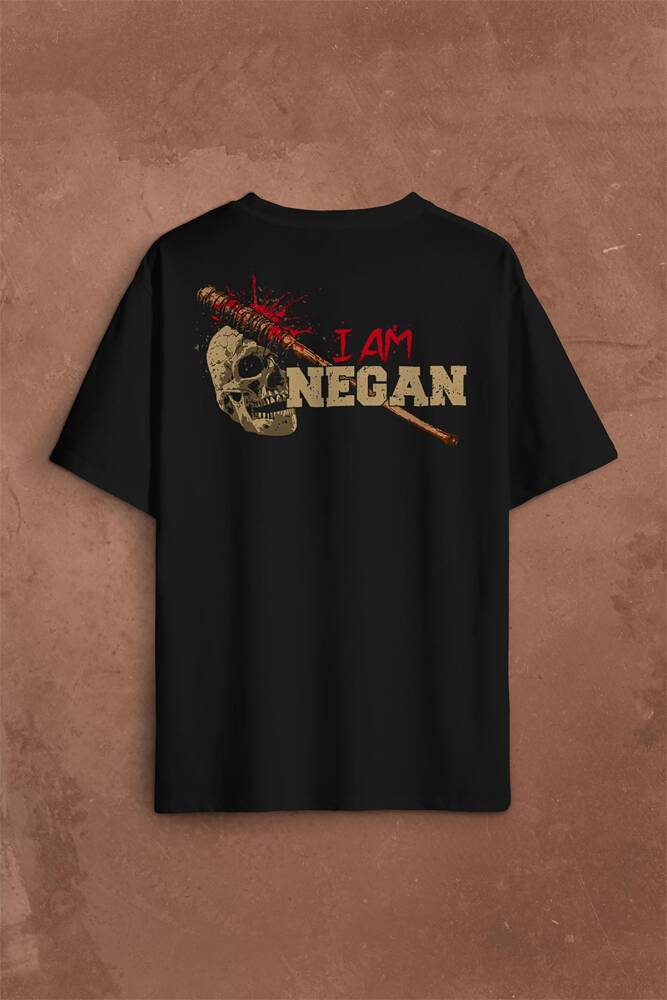 I Am Negan The Walking Dead Yürüyen Ölüler Sırt Ön Baskılı Oversize Tişört Unisex T-Shirt OVR12S1354