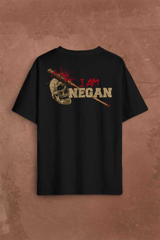 I Am Negan The Walking Dead Yürüyen Ölüler Sırt Ön Baskılı Oversize Tişört Unisex T-Shirt OVR12S1354 - 1