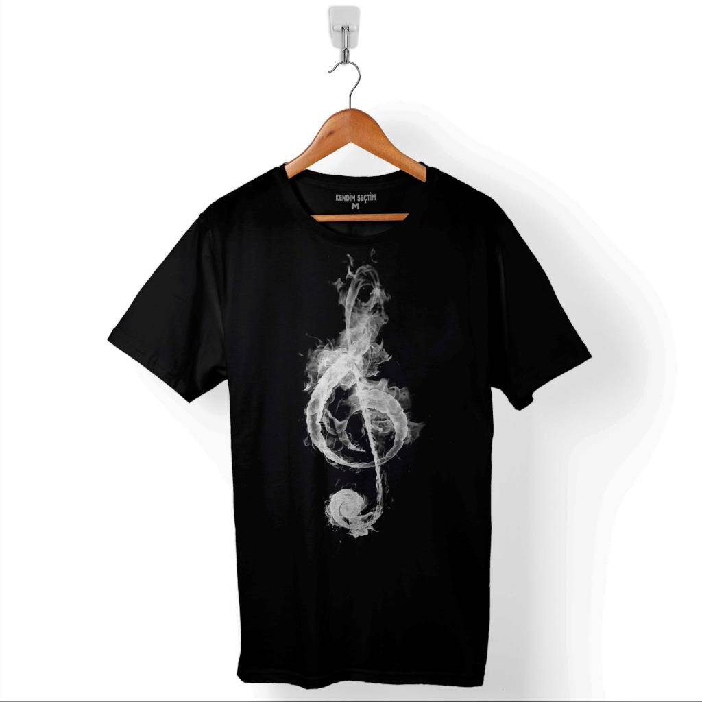 I Love Music Sol Anahtarı Müzik Kulaklık Walkman Baskılı Tişört Unisex T-Shirt - 1